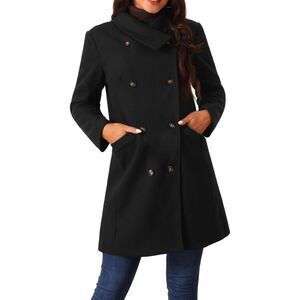 Fashion Winter Outwear Casual Collar Jackets with Pockets Black